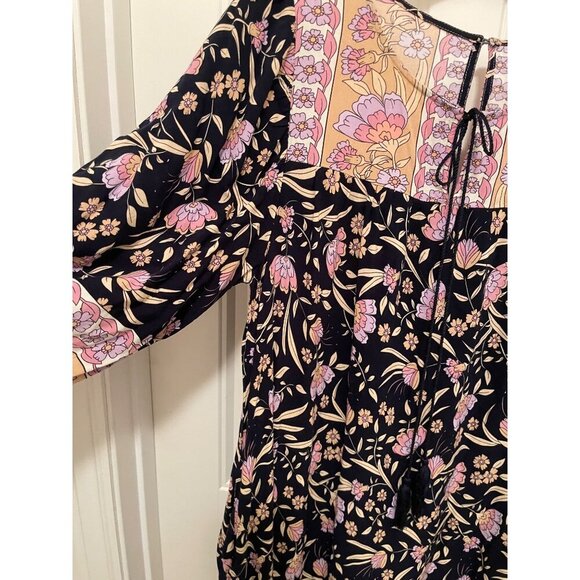 Bohemian Floral Suzanne Betro Women Dress XL Rayon Multicolor 3/4 balloon sleeve - Picture 7 of 16